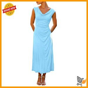 Maxi Bodycon Dress Mesh Cowl Back Cap Sleeve Wedding Guest Cocktail